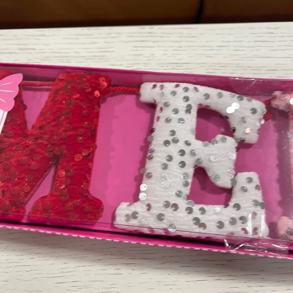 Pink Christmas Merry & Bright Sequin 6ft Garland NWT